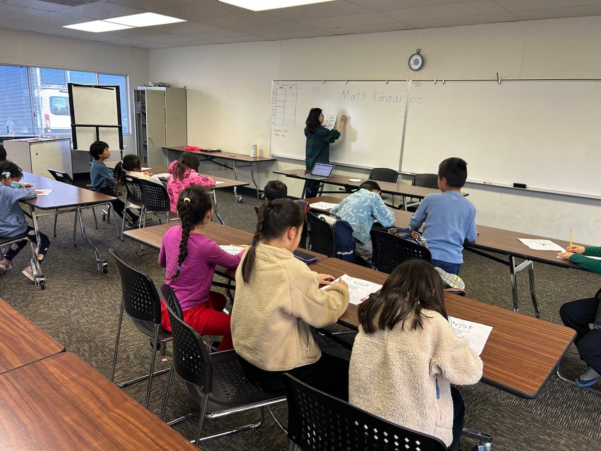 Students working on math